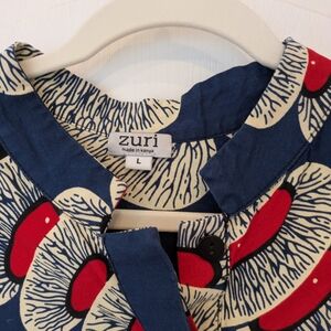 Zuri Blue and Red Patterned Top